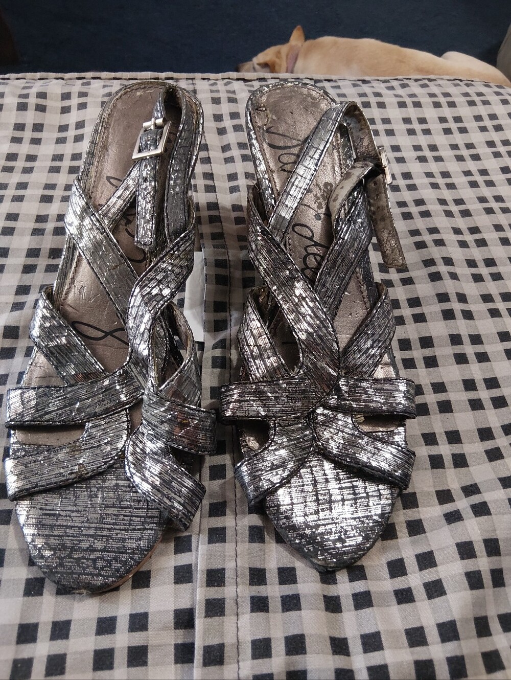 Sam Edelman Metallic Silver Strappy Heels